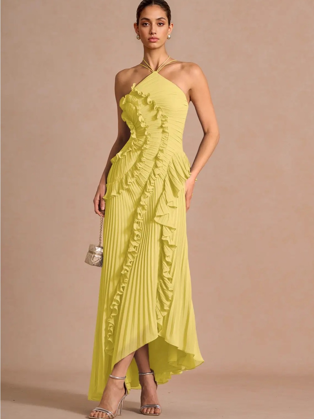 Azazie Atelier Hatsu Pastel Yellow Maxi Dress